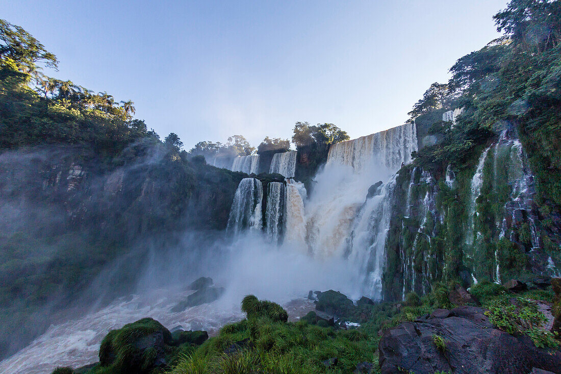 A view from the lower trail, Iguazu Falls National Park, UNESCO World Heritage Site, Misiones, Argentina, South America