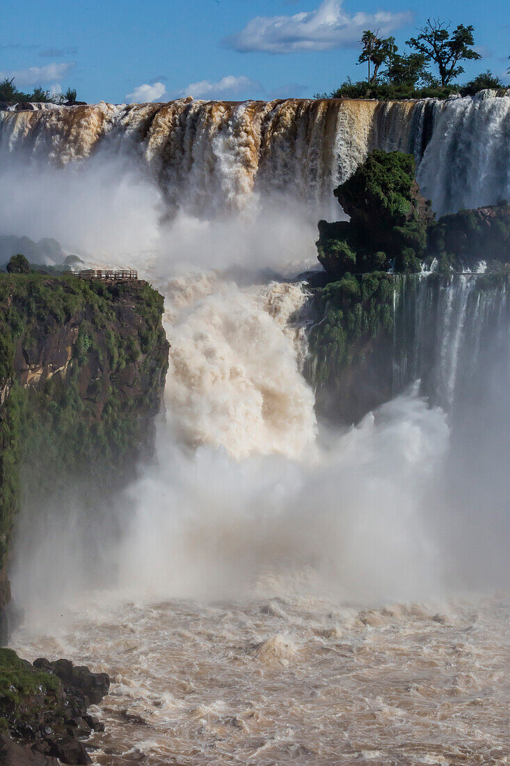 A view from the upper trail, Iguazu Falls National Park, UNESCO World Heritage Site, Misiones, Argentina, South America