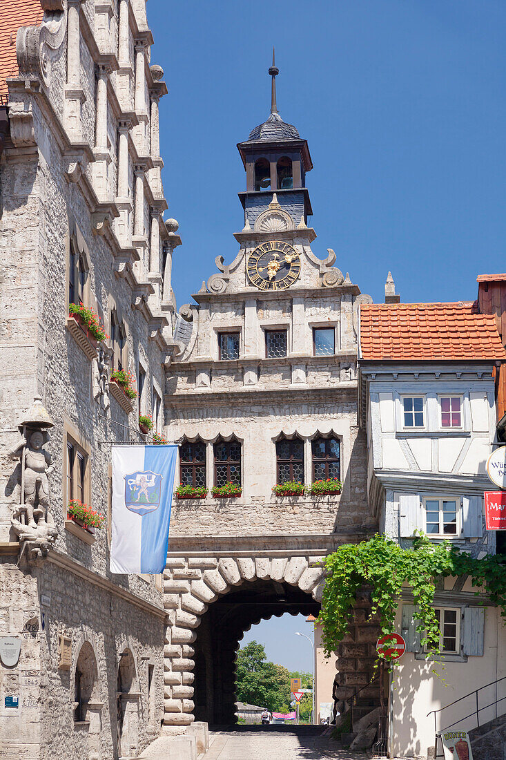 Maintor gate, Town Hall, Marktbreit, Lower Franconia, Bavaria, Germany, Europe