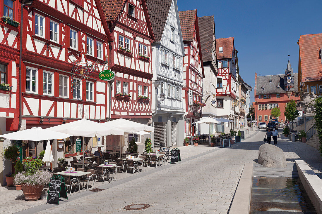 Half-timbered houses, Town Hall, Ochsenfurt, Mainfranken, Lower Franconia, Bavaria, Germany, Europe