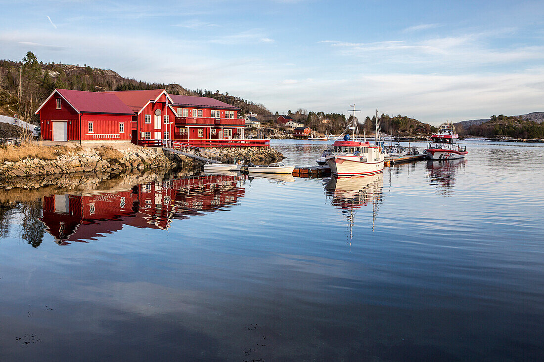 A typical fishing village Froya Island, Trondelag, Norway, Scandinavia, Europe
