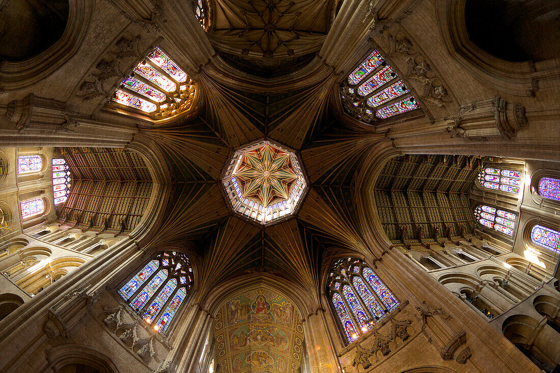 Ely Cathedral interior, lantern and nave, Ely, Cambridgeshire, England, United Kingdom, Europe