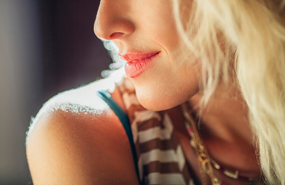 Close up of Caucasian woman smiling