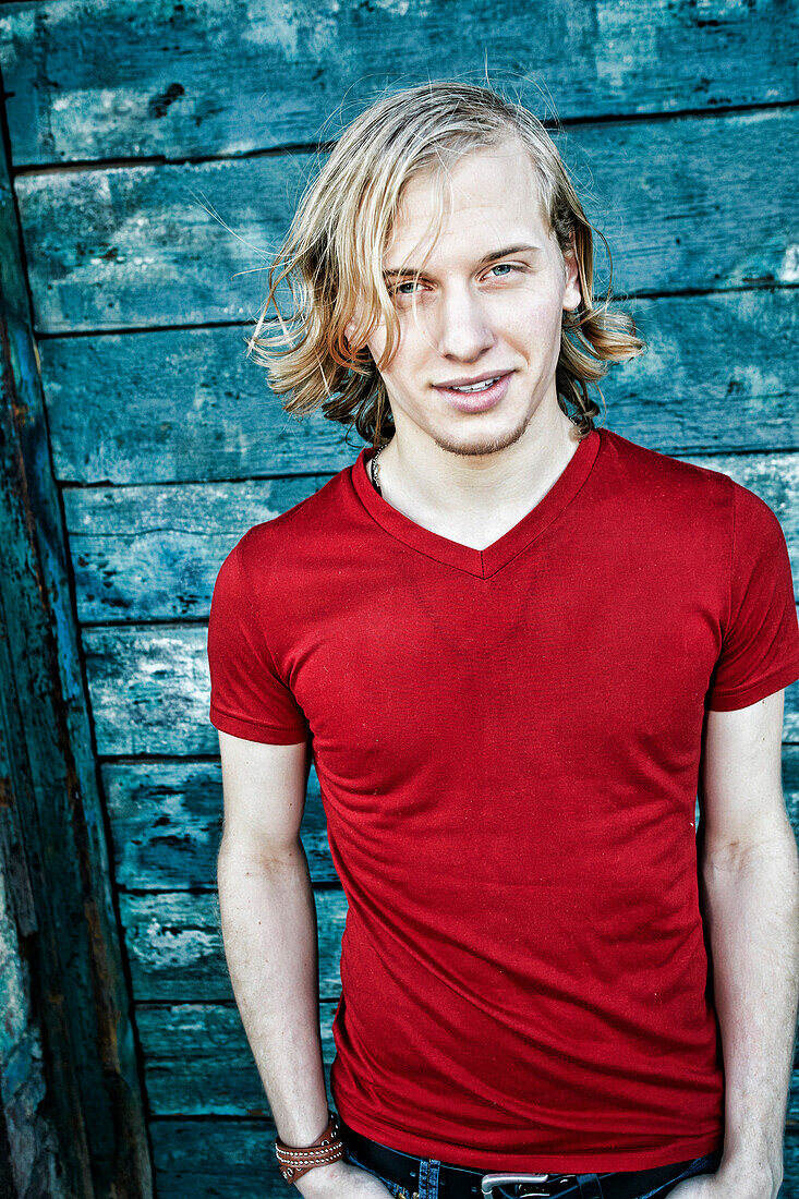 Caucasian man standing outdoors