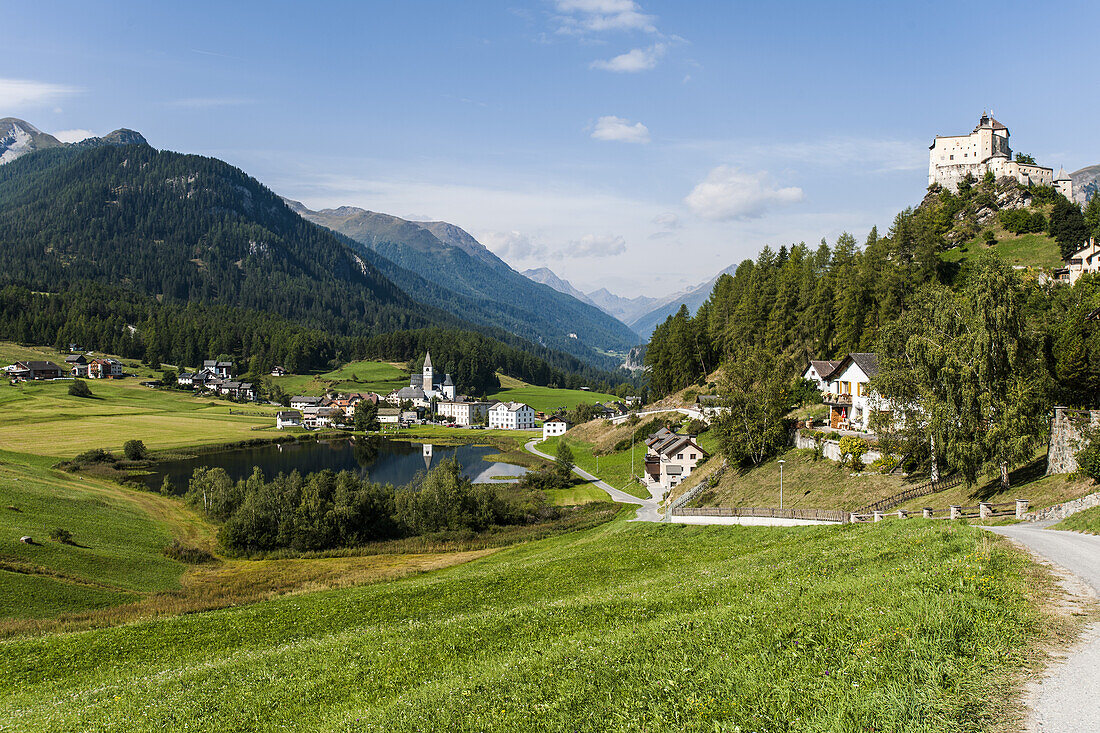 Tarasp village, Scoul, Unterengadin, Grisons, Switzerland