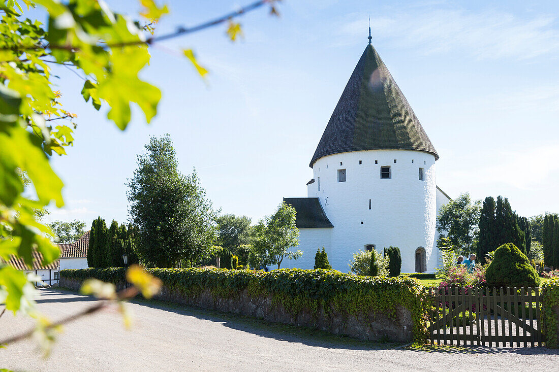 Typical round church, Ny Kirke, Baltic sea, Bornholm, Nyker, Denmark, Europe