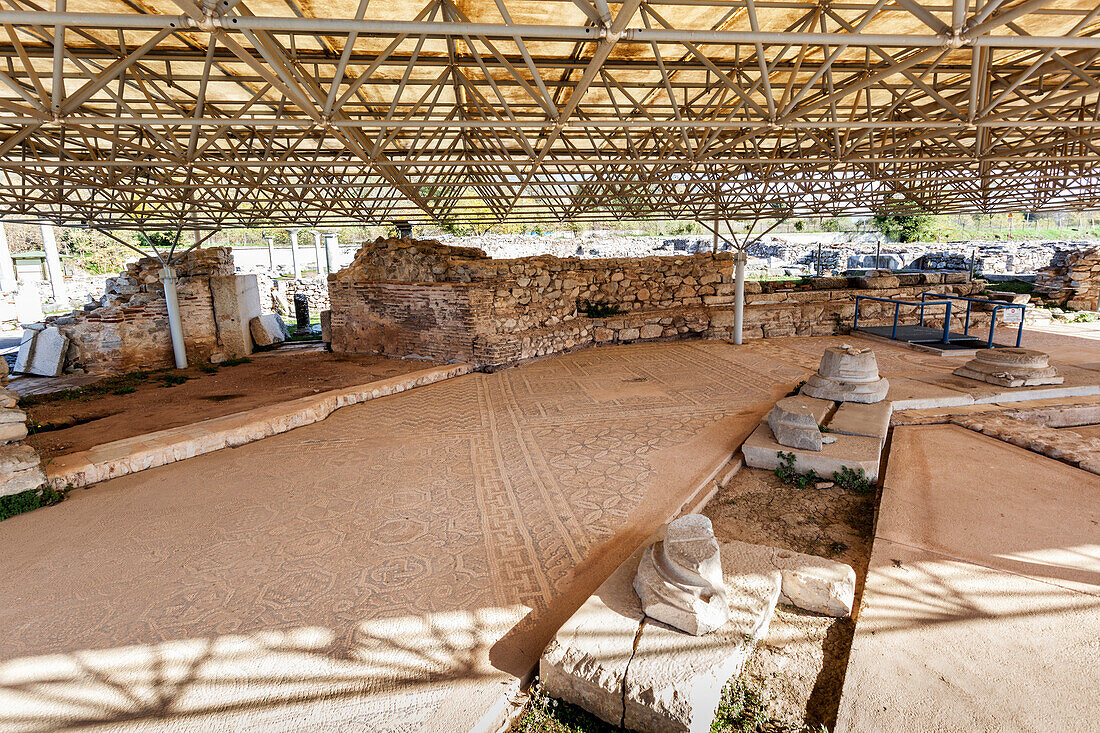 Ruins under a roof, Philippi, Greece