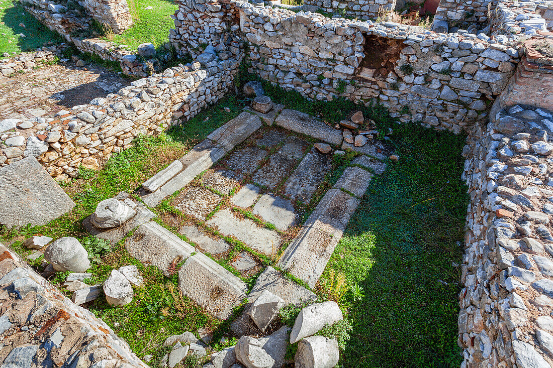Ruins of stone walls, Philippi, Greece