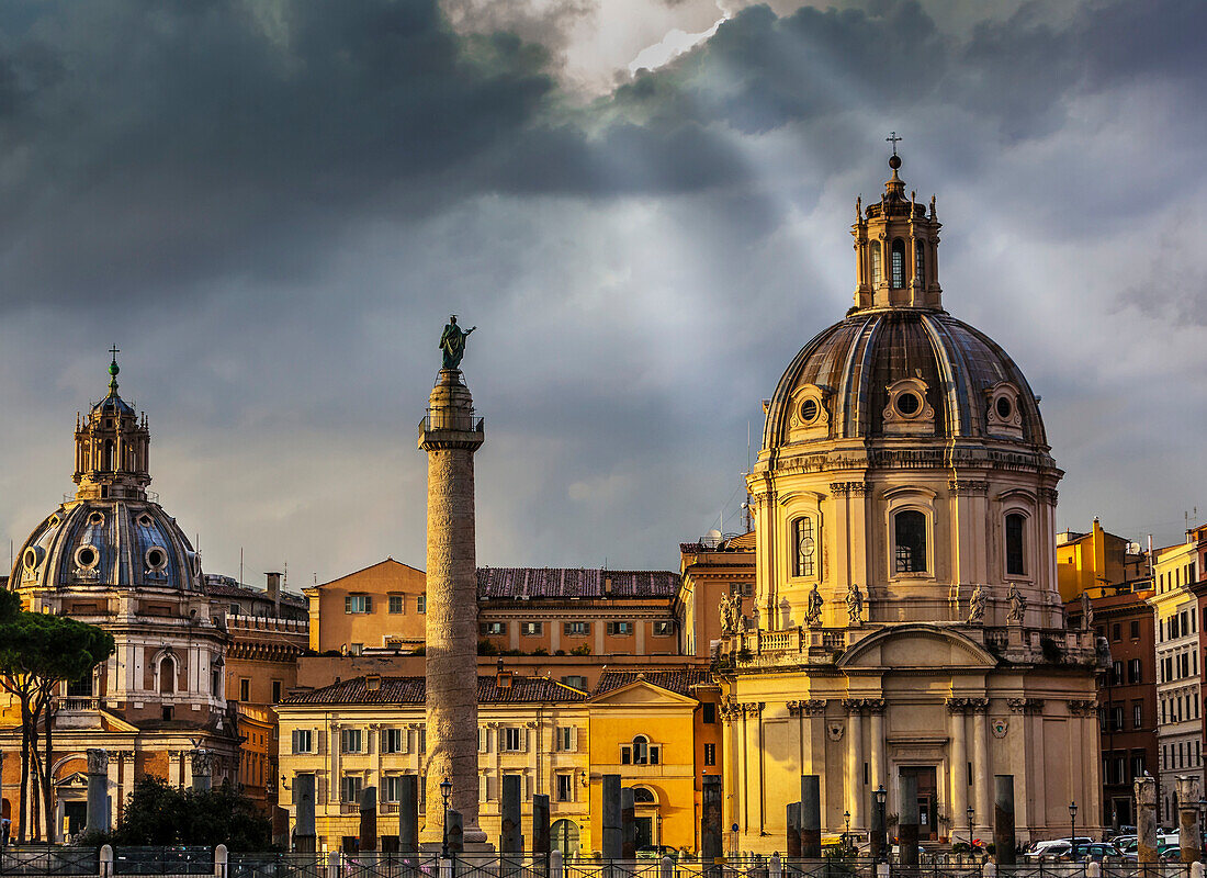 Santa Maria di Loreto Church and Trajan's Column, Rome, Italy