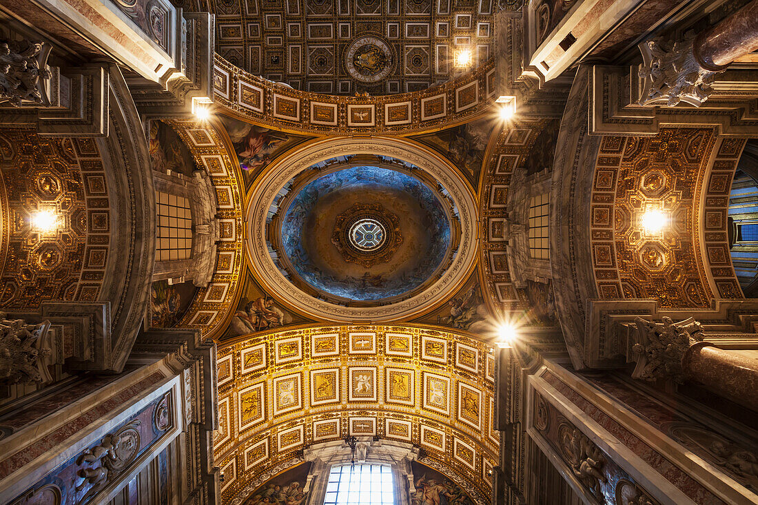 Ornate ceiling, St. Peter's Basilica, Rome, Italy