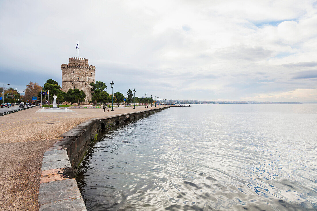 White tower and the coastline, Thessaloniki, Greece