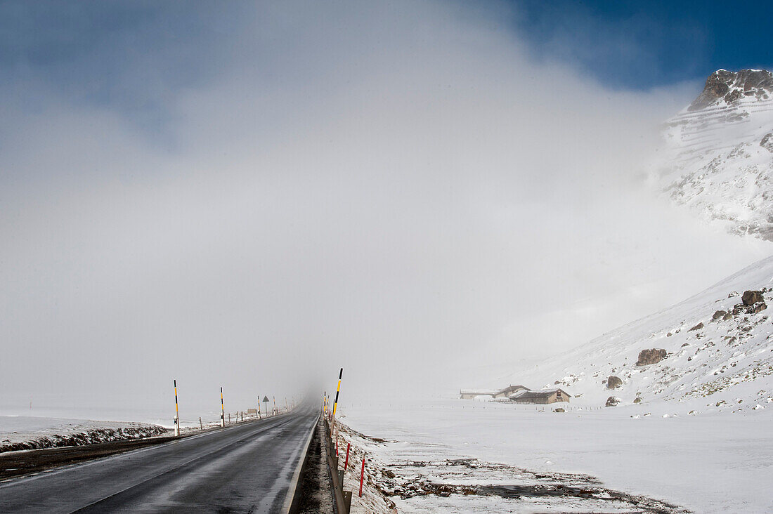 Julier Pass, winter, snow, Graubuenden, Switzerland