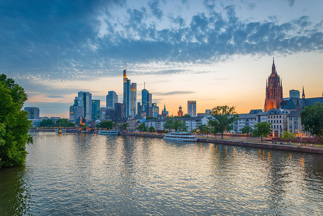 City skyline across River Main, Frankfurt am Main, Hesse, Germany, Europe