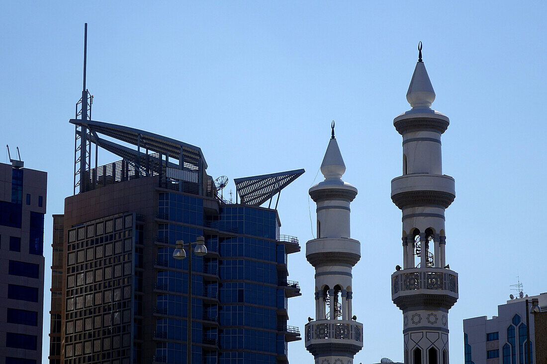 Minarett, Innenstadt, Abu Dhabi, Vereinigte Arabische Emirate, VAE