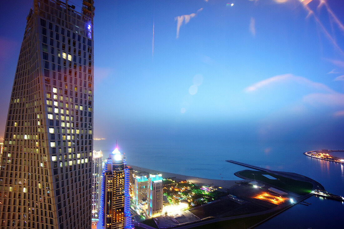 Cayan Tower, Vogelperspektive, Nacht, Dubai, Vereinigte Arabische Emirate, VAE