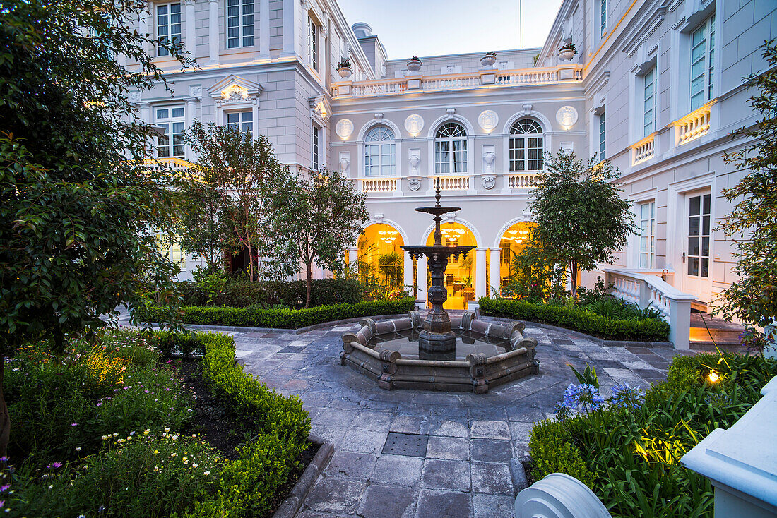 Courtyard at Casa Gangotena Boutique Hotel, luxury accommodation in the Historic City of Quito, Ecuador, South America