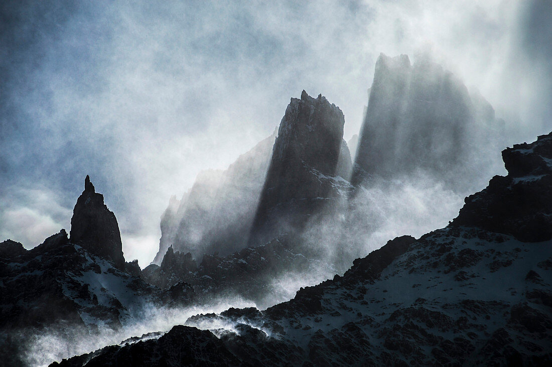 Dramatic mountain landscape, Torres del Paine National Park, Patagonia, Chile, South America