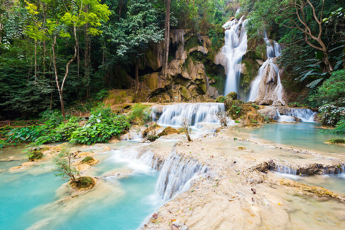 Kuang Si waterfalls, Luang Prabang area, Laos, Indochina, Southeast Asia, Asia