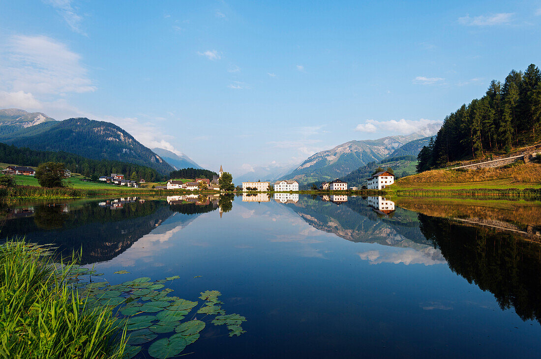 Alpine village, Scuol Tarasp, Engadine, Graubunden, Switzerland, Europe