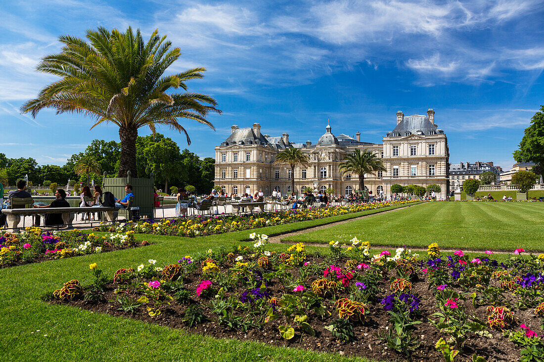 Luxemburggarten mit dem Palais du Luxembourg, Jardin du Luxembourg, Paris, Frankreich