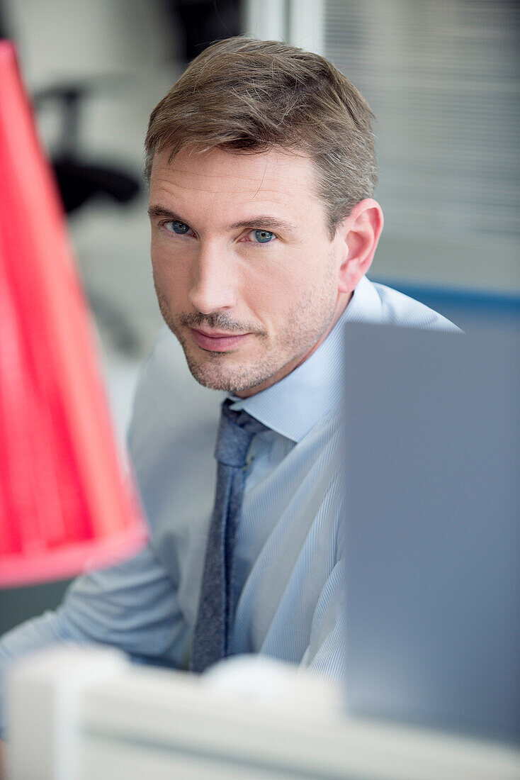 Office worker busy at work