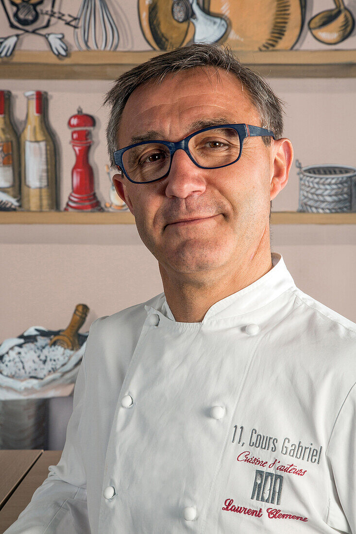 laurent clement at the cours gabriel, michelin-starred chef of the grand monarque hotel, chartres, eure-et-loir, france