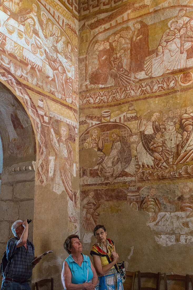 the religious frescoes in the saint-martin de vic church, classed historic thanks to george sand's efforts, george sand's black valley in the berry (36), france