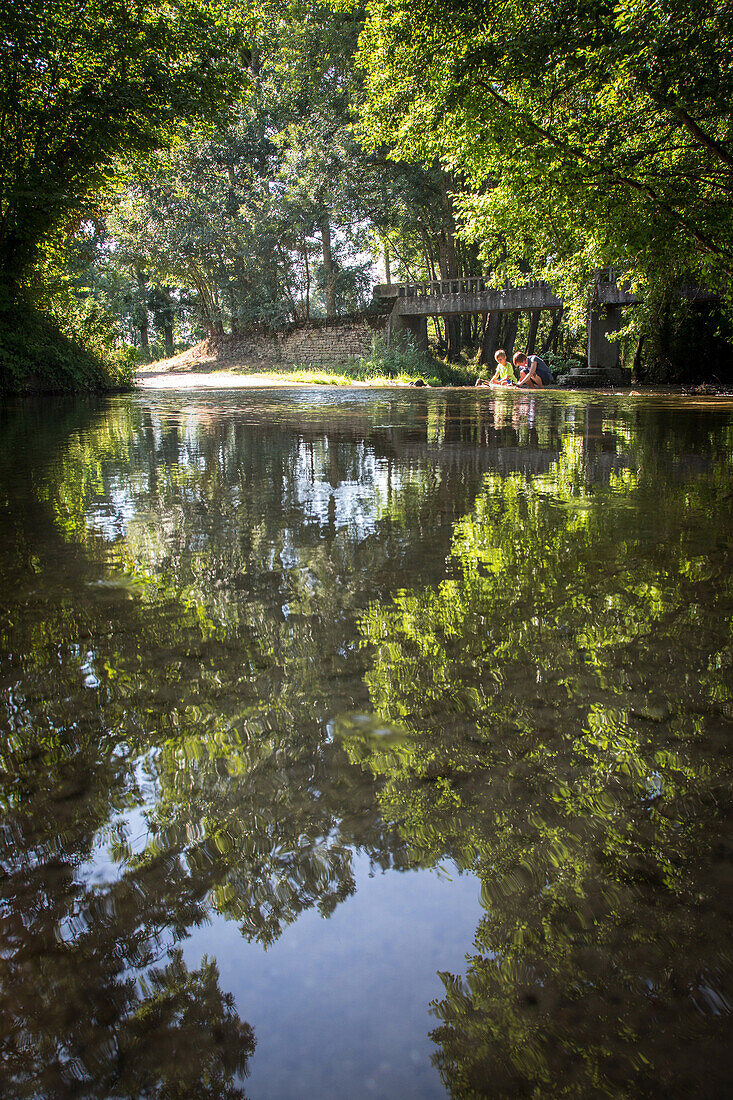 the ford of ripoton on the indre river, george sand swimming spot, the black valley in the berry, vic (36), france