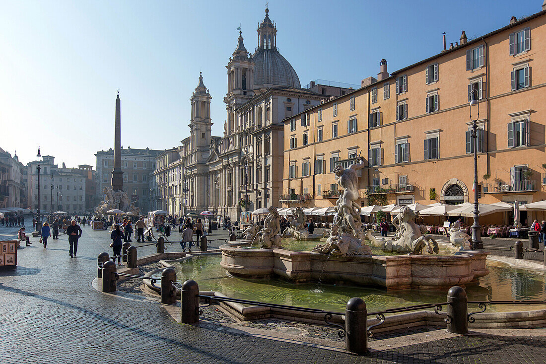 plazza navona, baroque art, sant'agnese in agone church, rome, italy, europe