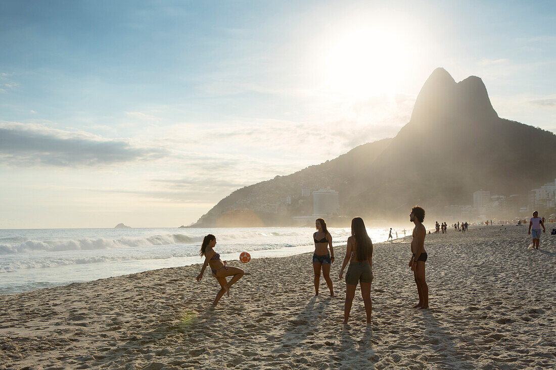 People playing altinha football on Ipanema beach, Rio de Janeiro, Brazil, South America