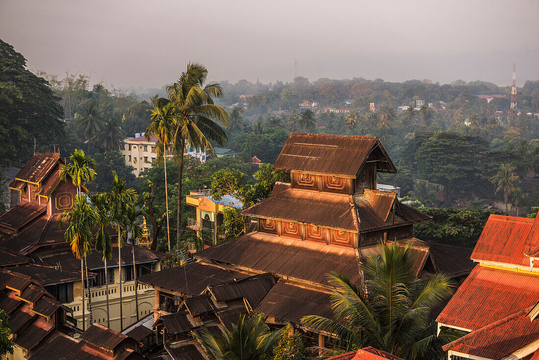 Kyaik Tan Lan Pagoda, the hill top temple in Mawlamyine, Mon State, Myanmar Burma, Asia