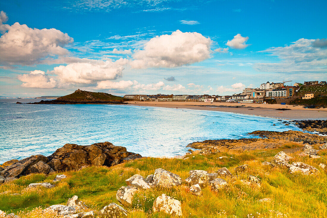 Porthmeor Beach, The Island, St. Ives, Cornwall, England, United Kingdom, Europe