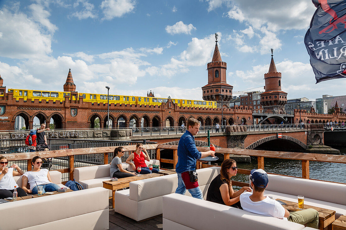 View over Oberbaum bridge Oberbaumbrucke Friedrichshain/Kreuzberg, Berlin, Germany, Europe