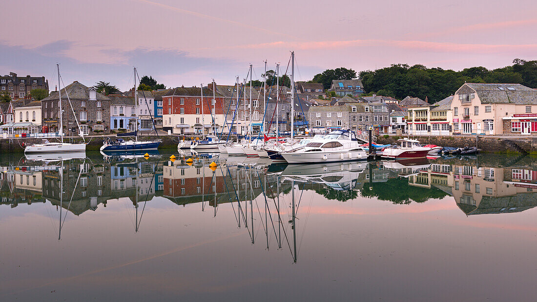 Padstow harbour at dawn, North Cornwall, England, United Kingdom, Europe