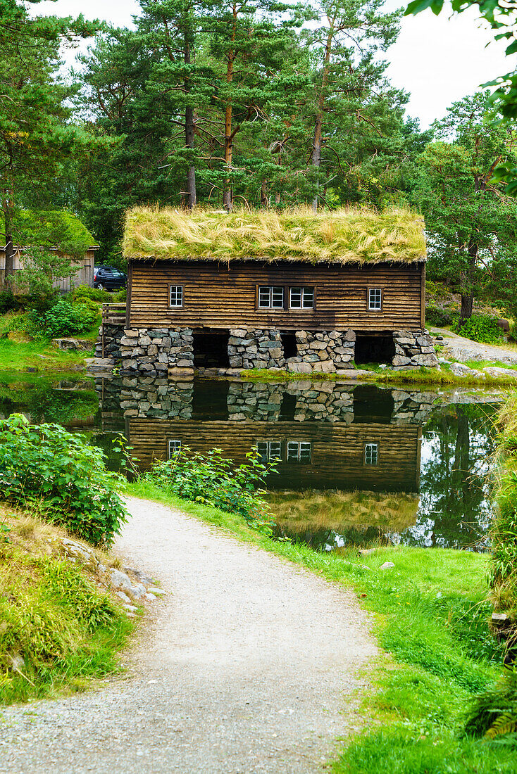 Sunnmore Museum, where over fifty traditional buildings have been relocated at the site of the old Borgundkaupangen trading centre, Alesund, More og Romsdal, Norway, Scandinavia, Europe