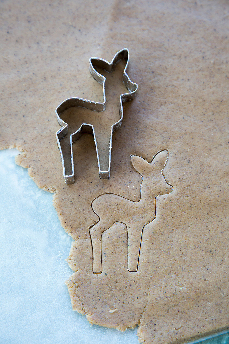 Close-up of pastry cutter on dough