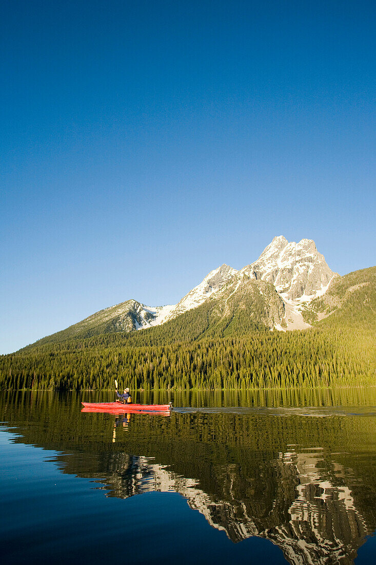 Kayaking on Jackson Lake. Grand Teton NP, WY