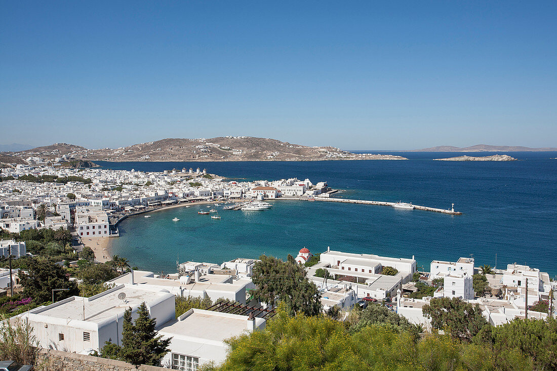 Mykonos cityscape and waterfront, Cyclades, Greece