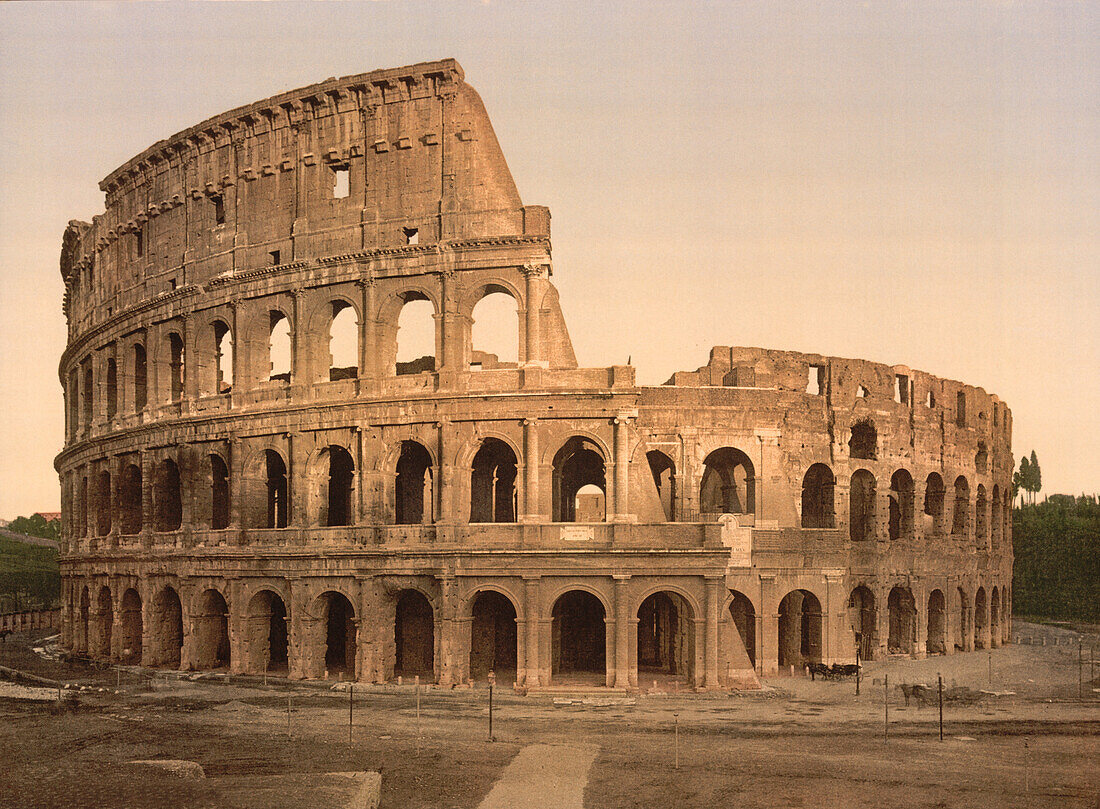 Coliseum, Rome, Italy, Photochrome Print, circa 1900