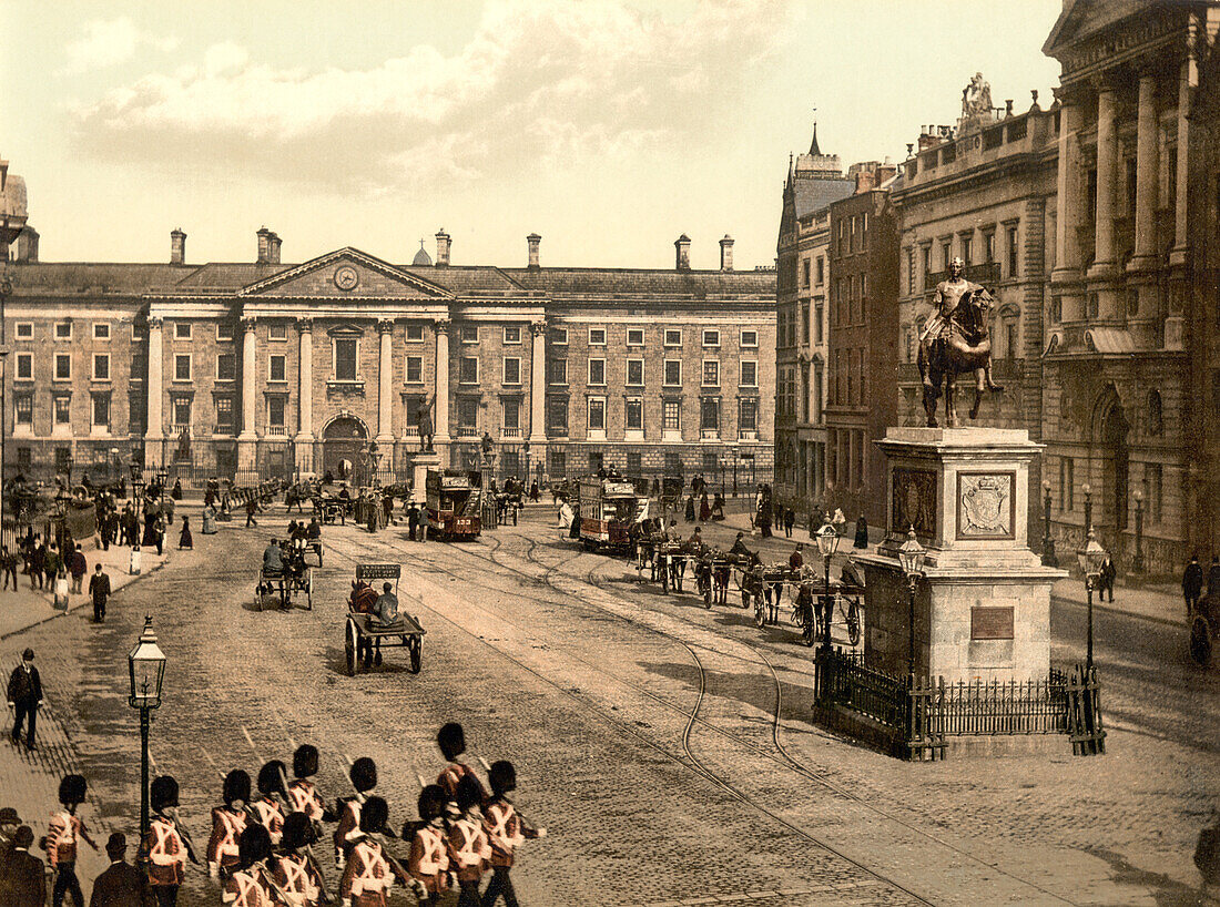 College Green, Dublin, Ireland, Photochrome Print, circa 1900