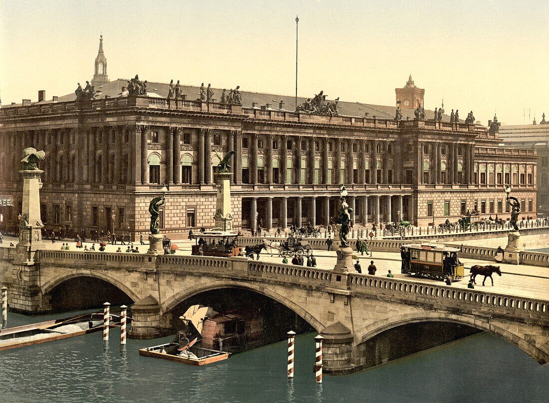 Frederick's Bridge and the Bourse, Berlin, Germany, Photochrome Print, circa 1901