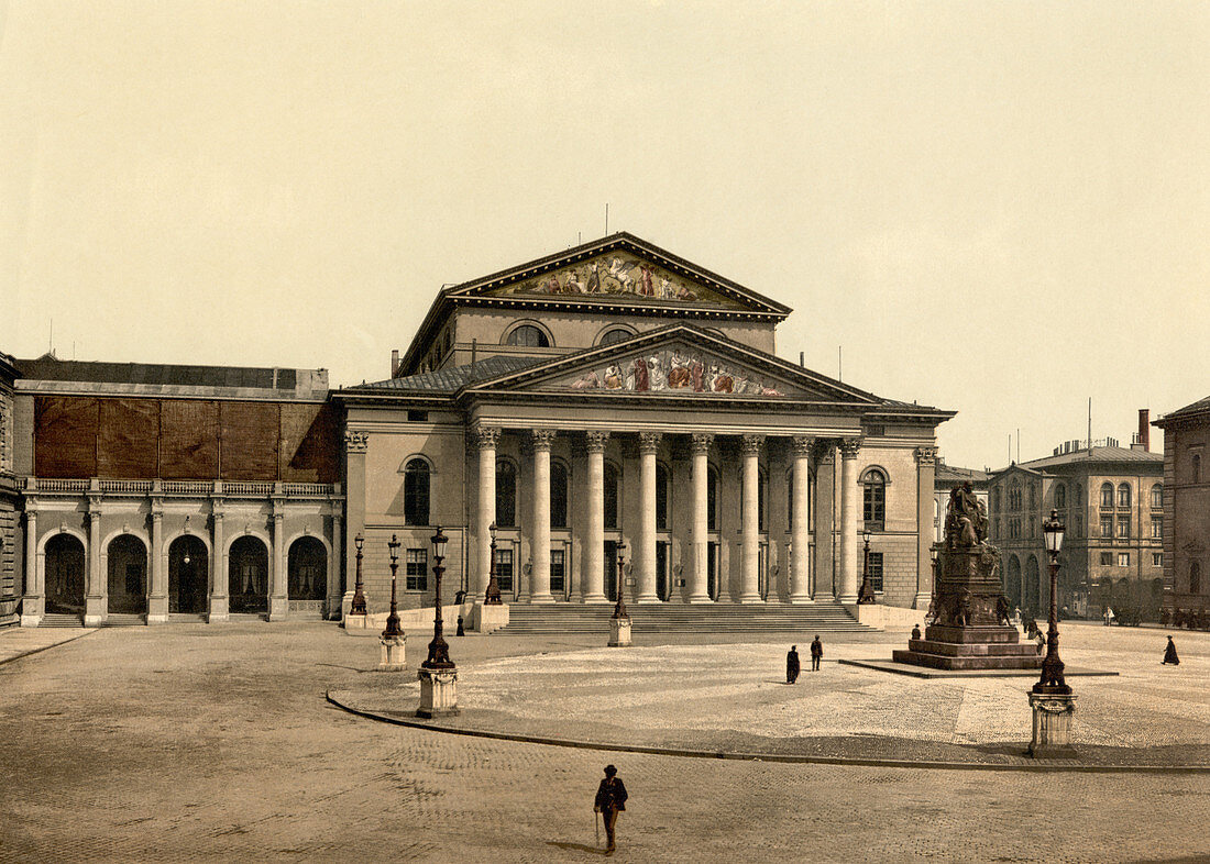 National Theatre, Munich, Bavaria, Germany, Photochrome Print, circa 1900