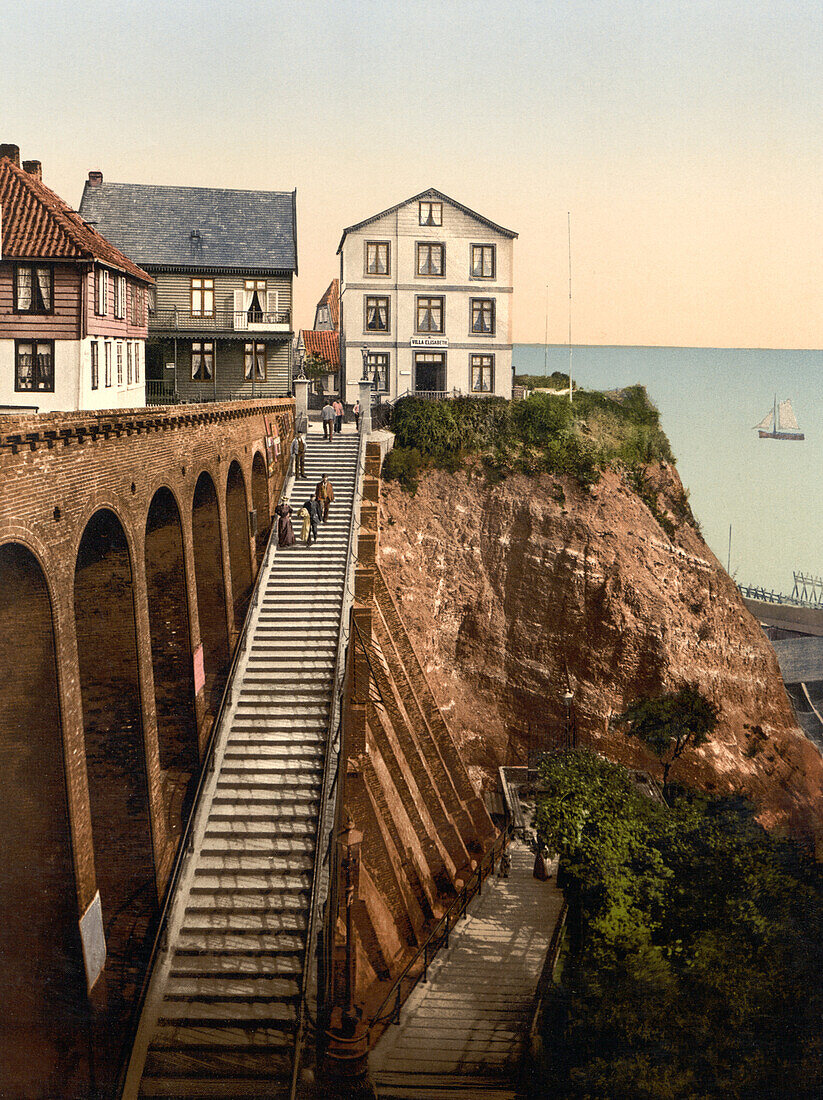 The Grand Staircase, Helgoland, Germany, Photochrome Print, circa 1900