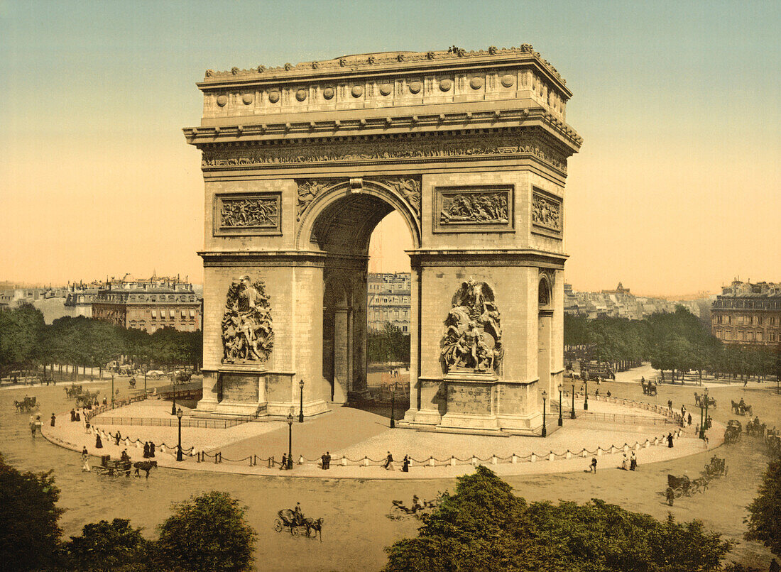 Arc de Triomphe de l'Etoile, Paris, France, Photochrome Print, circa 1900