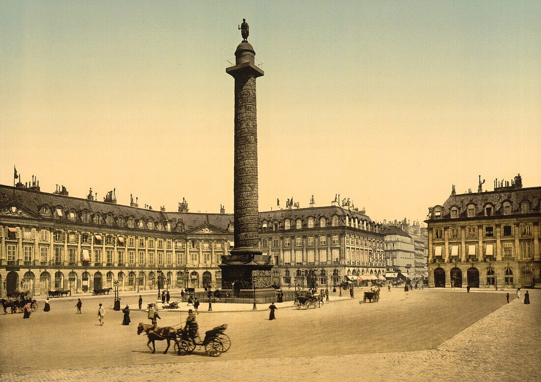 Place Vendome, Paris, France, Photochrome Print, circa 1901