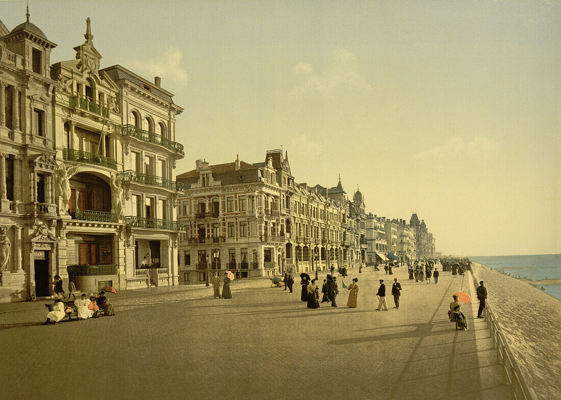 The Embankment, Ostend, Belgium, Photochrome Print, circa 1900