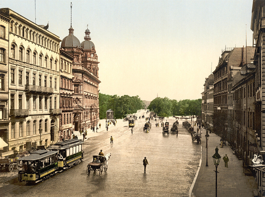 Dammthorstrasse, Hamburg, Germany Photochrome Print, circa 1900