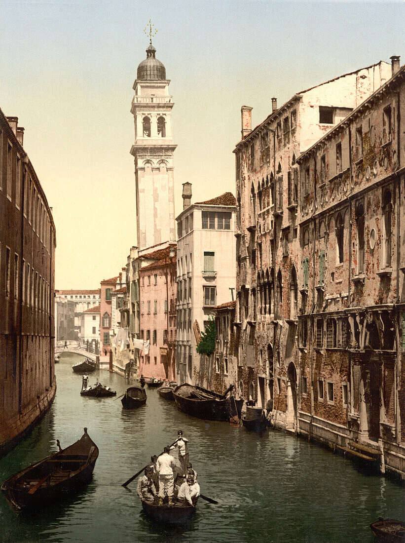 Canal Near St. George's, Venice, Italy, Photochrome Print, circa 1901