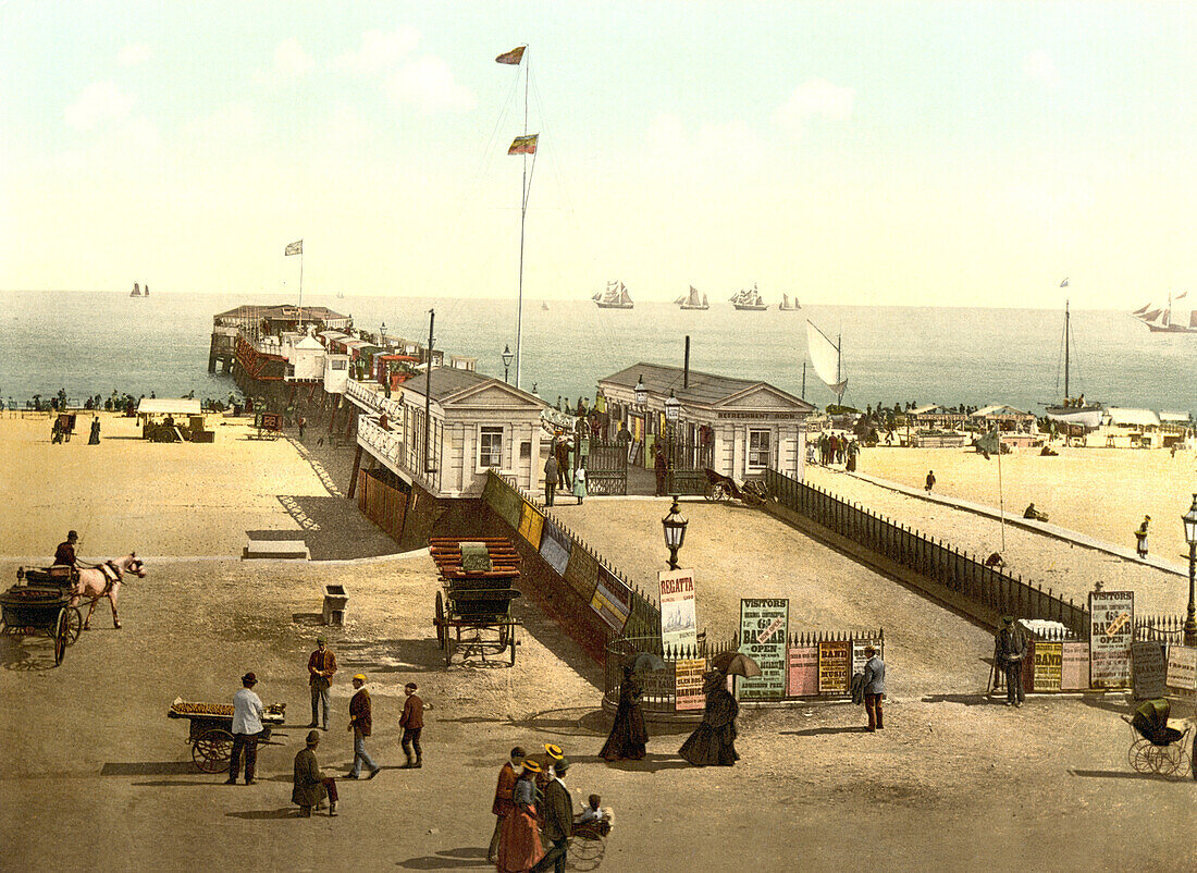 Britannia Pier, Yarmouth, England, Photochrome Print, circa 1900