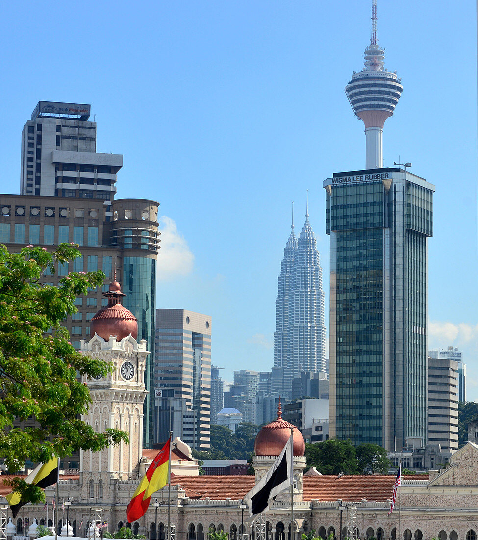 Bangunan Sultan Abdul Samad at Merdeka place and Twin Towers, Kuala Lumpur, Malaysia, Asia